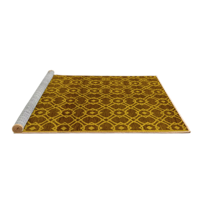 Sideview of Machine Washable Oriental Yellow Industrial Rug, wshurb463yw