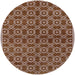 Round Mid-Century Modern Camel Brown Oriental Rug, urb463