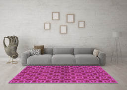 Machine Washable Oriental Pink Industrial Rug in a Living Room, wshurb463pnk
