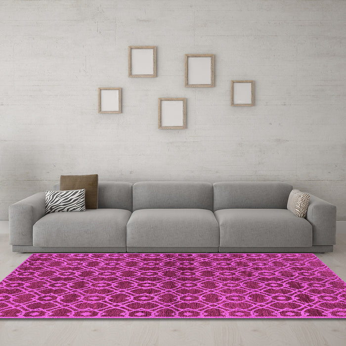 Machine Washable Oriental Pink Industrial Rug in a Living Room, wshurb463pnk