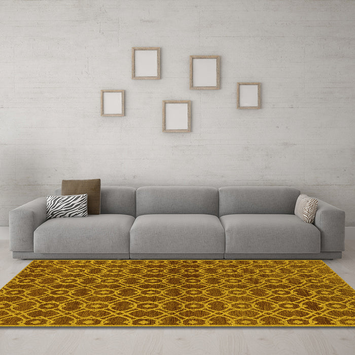 Machine Washable Oriental Yellow Industrial Rug in a Living Room, wshurb463yw