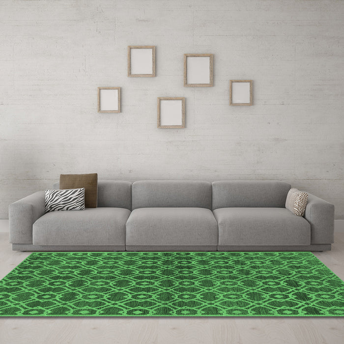 Machine Washable Oriental Emerald Green Industrial Area Rugs in a Living Room,, wshurb463emgrn