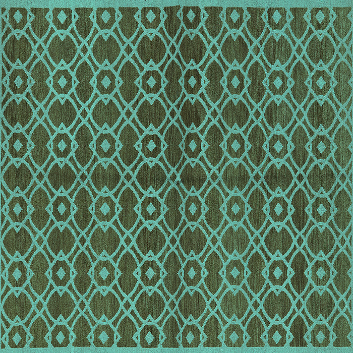 Square Machine Washable Oriental Turquoise Industrial Area Rugs, wshurb463turq