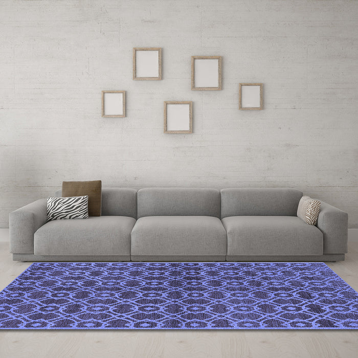 Machine Washable Oriental Blue Industrial Rug in a Living Room, wshurb463blu