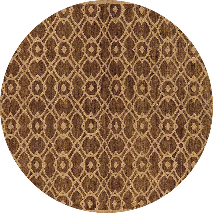 Round Machine Washable Oriental Brown Industrial Rug, wshurb463brn