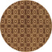 Round Machine Washable Oriental Brown Industrial Rug, wshurb463brn