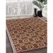 Mid-Century Modern Camel Brown Oriental Rug in Family Room, urb463