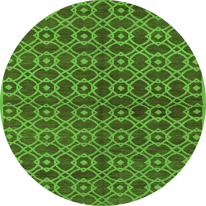 Round Oriental Green Industrial Rug, urb463grn