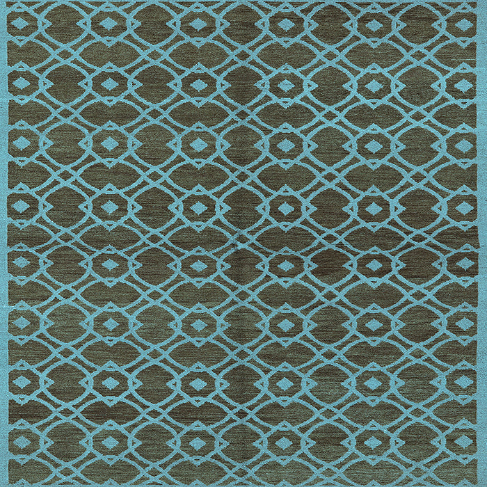 Square Machine Washable Oriental Light Blue Industrial Rug, wshurb463lblu