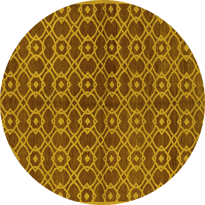 Round Machine Washable Oriental Yellow Industrial Rug, wshurb463yw