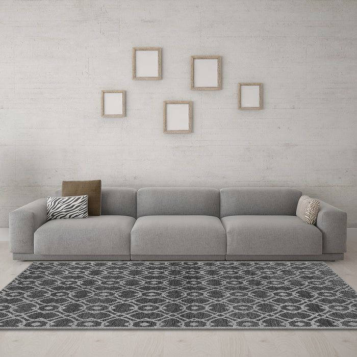 Machine Washable Oriental Gray Industrial Rug in a Living Room,, wshurb463gry