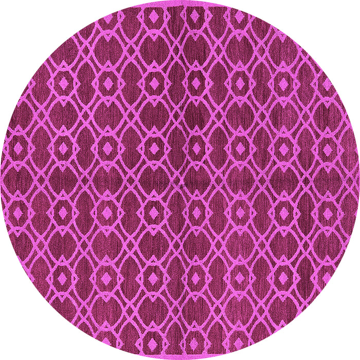 Round Machine Washable Oriental Pink Industrial Rug, wshurb463pnk