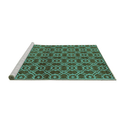 Sideview of Machine Washable Oriental Turquoise Industrial Area Rugs, wshurb463turq