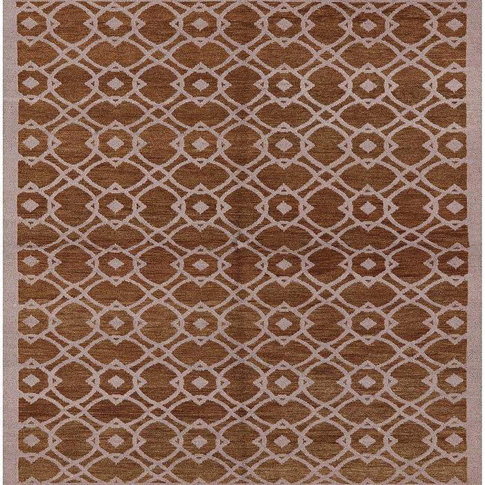 Square Mid-Century Modern Camel Brown Oriental Rug, urb463