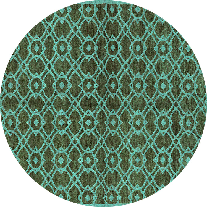 Round Machine Washable Oriental Turquoise Industrial Area Rugs, wshurb463turq