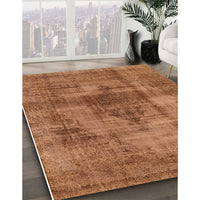 Mid-Century Modern Mahogany Brown Solid Rug, urb464