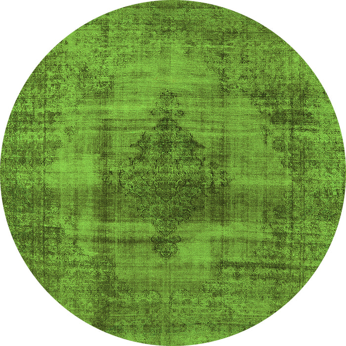 Round Machine Washable Solid Green Modern Area Rugs, wshurb464grn