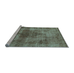 Sideview of Machine Washable Solid Light Blue Modern Rug, wshurb464lblu