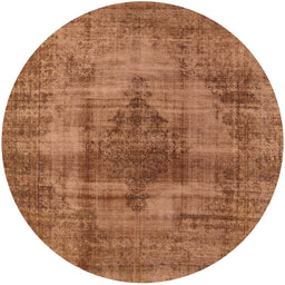 Round Mid-Century Modern Mahogany Brown Solid Rug, urb464