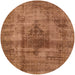 Round Mid-Century Modern Mahogany Brown Solid Rug, urb464