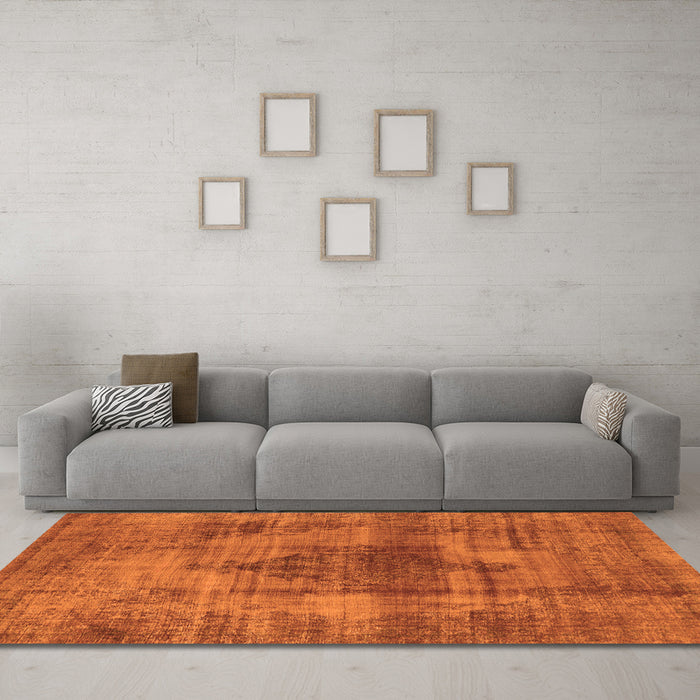 Machine Washable Solid Orange Modern Area Rugs in a Living Room, wshurb464org
