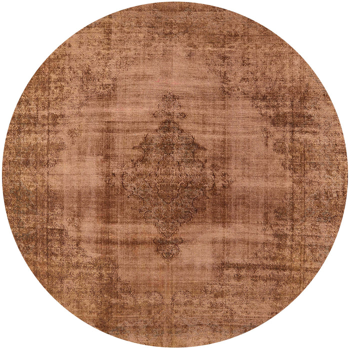 Round Machine Washable Industrial Modern Mahogany Brown Rug, wshurb464