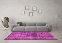 Machine Washable Solid Purple Modern Area Rugs in a Living Room, wshurb464pur