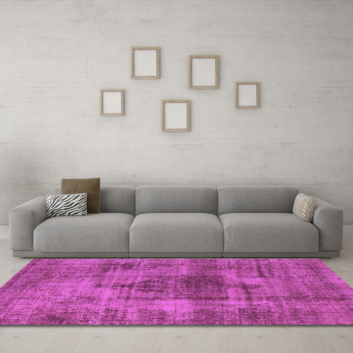 Machine Washable Solid Purple Modern Area Rugs in a Living Room, wshurb464pur