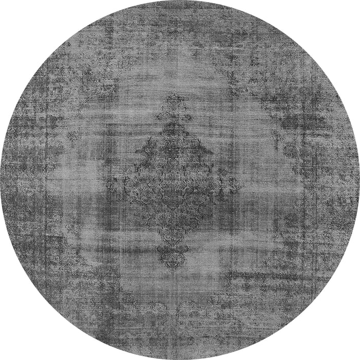 Round Machine Washable Solid Gray Modern Rug, wshurb464gry