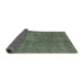 Sideview of Mid-Century Modern Dark Olive Green Oriental Rug, urb465