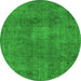 Round Oriental Green Industrial Rug, urb465grn