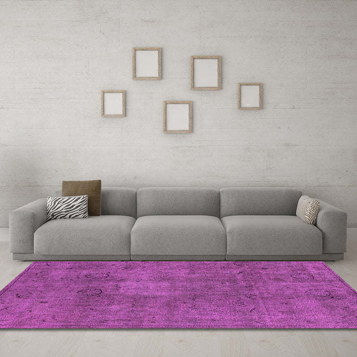 Machine Washable Oriental Pink Industrial Rug in a Living Room, wshurb465pnk