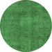 Round Oriental Emerald Green Industrial Rug, urb465emgrn