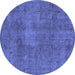 Round Oriental Blue Industrial Rug, urb465blu