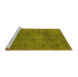 Sideview of Machine Washable Oriental Yellow Industrial Rug, wshurb465yw