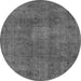 Round Machine Washable Oriental Gray Industrial Rug, wshurb465gry