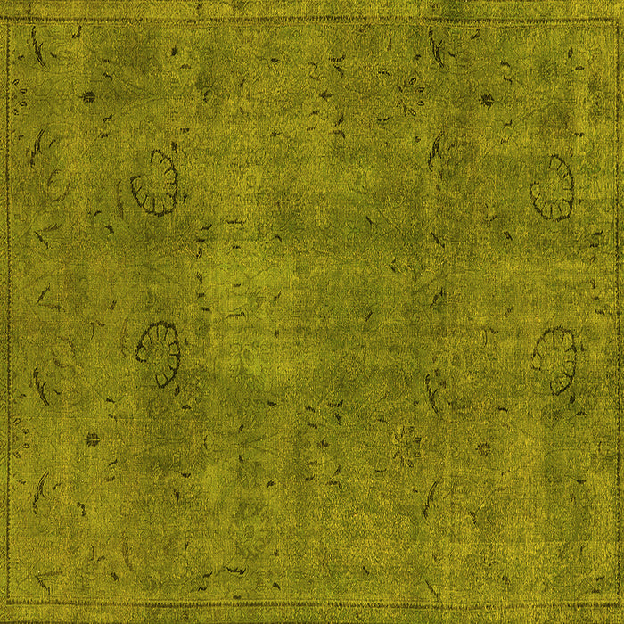 Square Machine Washable Oriental Yellow Industrial Rug, wshurb465yw