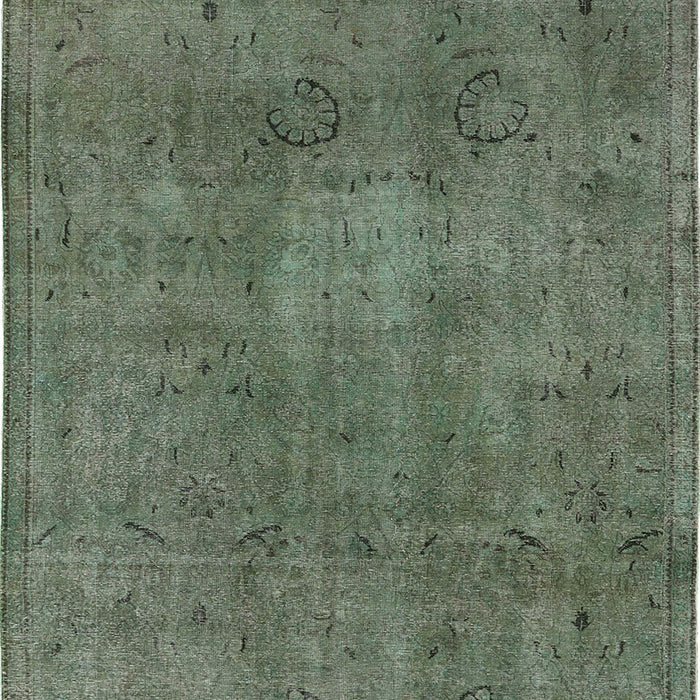 Mid-Century Modern Dark Olive Green Oriental Rug, urb465