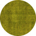 Round Oriental Yellow Industrial Rug, urb465yw