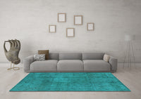 Machine Washable Oriental Light Blue Industrial Rug, wshurb465lblu