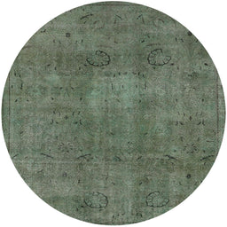 Round Machine Washable Industrial Modern Dark Olive Green Rug, wshurb465