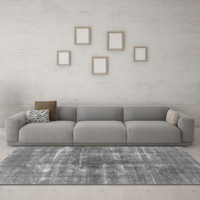 Machine Washable Persian Gray Bohemian Rug in a Living Room,, wshurb466gry