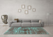 Machine Washable Persian Turquoise Bohemian Area Rugs in a Living Room,, wshurb466turq