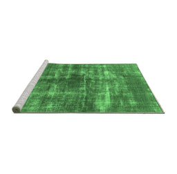 Sideview of Machine Washable Persian Emerald Green Bohemian Area Rugs, wshurb466emgrn
