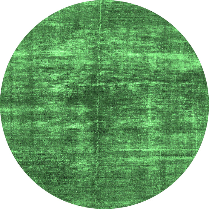 Round Machine Washable Persian Emerald Green Bohemian Area Rugs, wshurb466emgrn