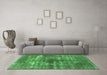 Machine Washable Persian Emerald Green Bohemian Area Rugs in a Living Room,, wshurb466emgrn