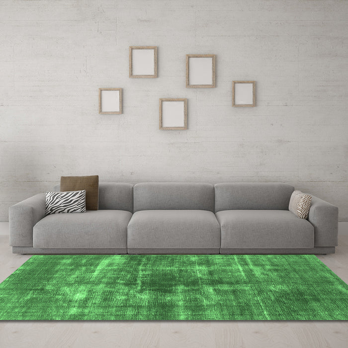 Machine Washable Persian Emerald Green Bohemian Area Rugs in a Living Room,, wshurb466emgrn