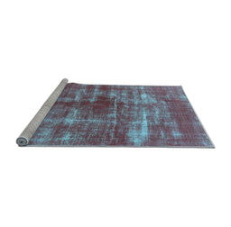 Sideview of Machine Washable Persian Light Blue Bohemian Rug, wshurb466lblu