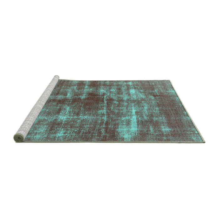 Sideview of Machine Washable Persian Turquoise Bohemian Area Rugs, wshurb466turq
