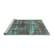 Sideview of Machine Washable Persian Turquoise Bohemian Area Rugs, wshurb466turq